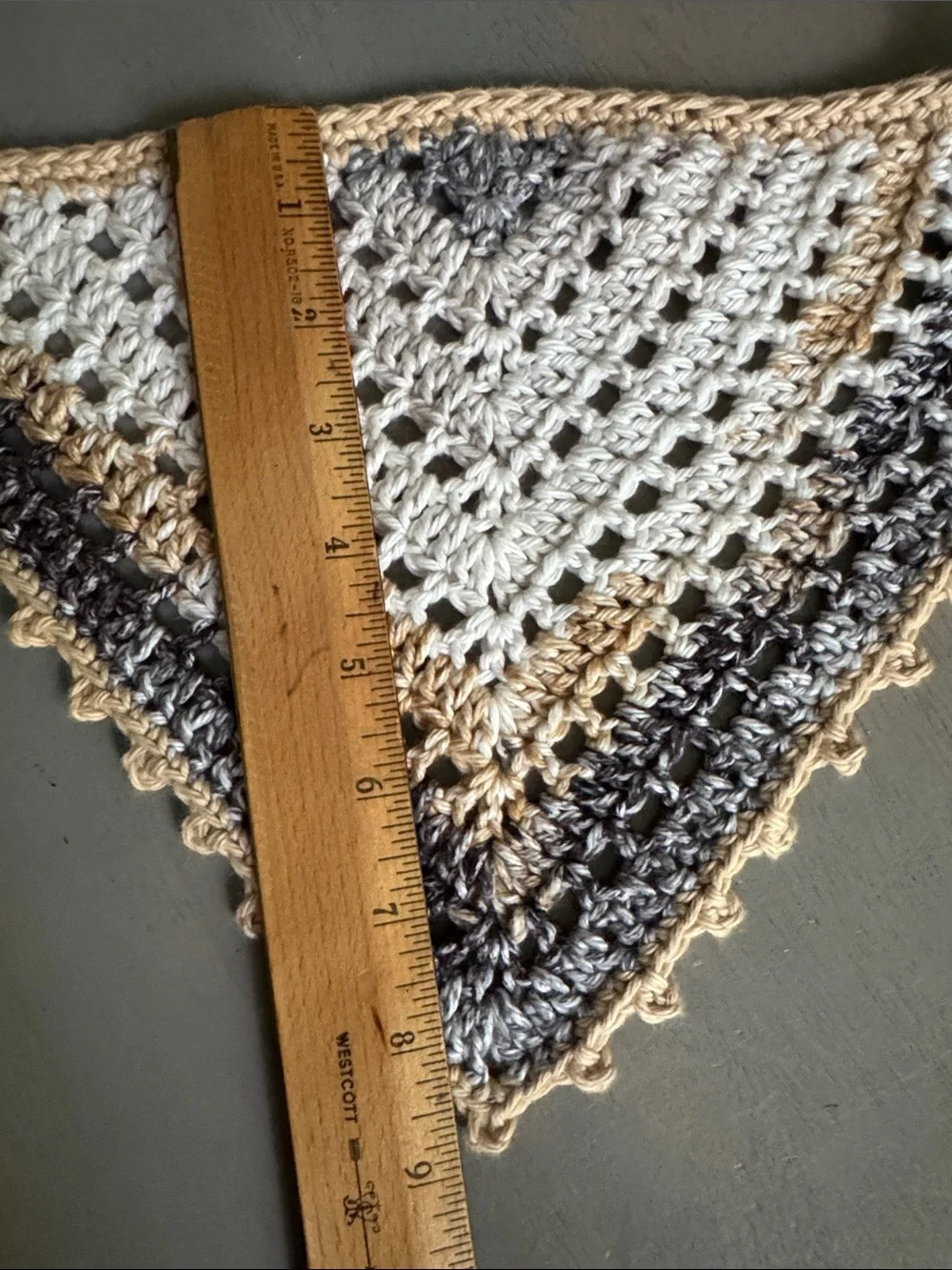 Crochet Bandana Hair Scarf Kerchief - Festival Cottage Core Boho - 100% Cotton